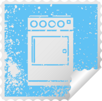 distressed square peeling sticker symbol of a oven and cooker png
