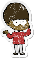 distressed sticker of a curious cartoon boy png