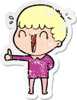 distressed sticker of a laughing cartoon man png