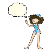 cartoon swimmer woman with thought bubble png