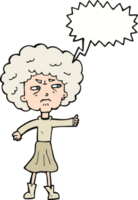 cartoon annoyed old woman with speech bubble png