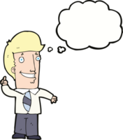 cartoon office man with idea with thought bubble png