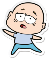 sticker of a cartoon tired bald man png