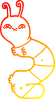 warm gradient line drawing of a cartoon happy caterpillar png