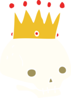 flat color style cartoon skull with crown png