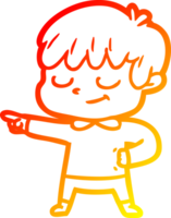 warm gradient line drawing of a cartoon happy boy png