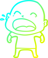 cold gradient line drawing of a cartoon shouting bald man png