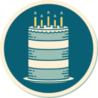 sticker of tattoo in traditional style of a birthday cake png