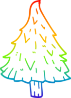 rainbow gradient line drawing of a cartoon christmas tree png