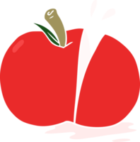 pomme en tranches de dessin animé de style plat couleur png