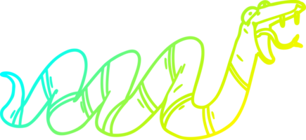 cold gradient line drawing of a cartoon crawling snake png