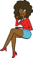 cartoon office woman sitting png