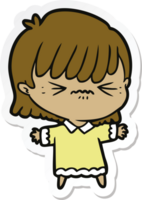 sticker of a annoyed cartoon girl png