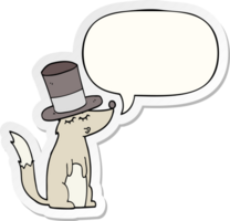 cartoon wolf whistling wearing top hat with speech bubble sticker png