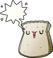 cartoon slice of bread with speech bubble in smooth gradient style png