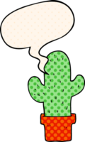 cartone animato cactus con discorso bolla nel comico libro stile png