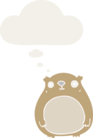 cartoon bear with thought bubble in retro style png