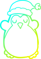 cold gradient line drawing of a cute christmas penguin png