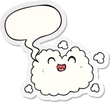 cartoon happy smoke cloud with speech bubble sticker png