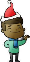 happy hand drawn gradient cartoon of a man wearing santa hat png