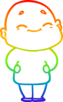 rainbow gradient line drawing cartoon happy bald man png