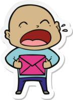 sticker of a cartoon shouting bald man png