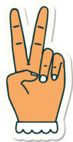 vrede symbool twee vinger hand- gebaar sticker png