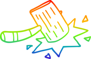 rainbow gradient line drawing cartoon wooden mallet png