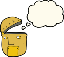 cartoon robot head with thought bubble png