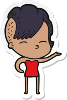 sticker of a cartoon squinting girl png