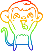 rainbow gradient line drawing crazy cartoon monkey png