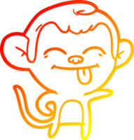 linha de gradiente quente desenhando macaco de desenho animado engraçado apontando png