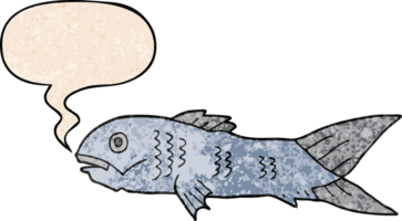 cartoon fish and speech bubble in retro texture style png