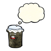 cartoon glass of stout beer with thought bubble png