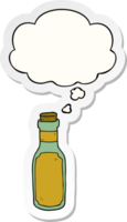 cartoon potion bottle and thought bubble as a printed sticker png