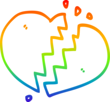 arco iris gradiente línea dibujo dibujos animados corazón roto png