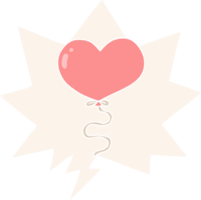 dessin animé amour coeur ballon et bulle de dialogue dans un style rétro png