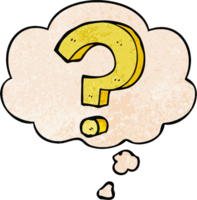 cartoon question mark and thought bubble in grunge texture pattern style png