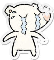 distressed sticker of a cartoon crying polar bear png