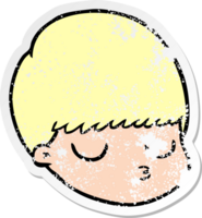 distressed sticker of a cartoon male face png