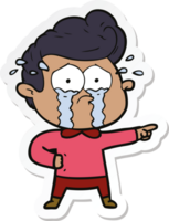 sticker of a cartoon crying man png