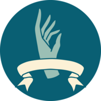 icon with banner of a hand png