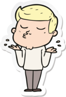 sticker of a cartoon model guy pouting png