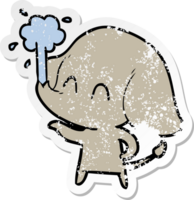 distressed sticker of a cute cartoon elephant spouting water png