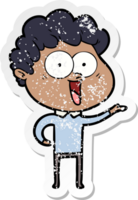 distressed sticker of a excited man cartoon png