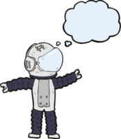 cartoon astronaut reaching with thought bubble png