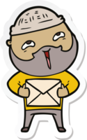 sticker of a cartoon happy bearded man png