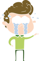 flat color style cartoon crying man png