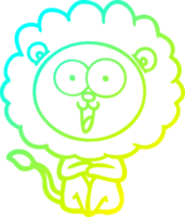 línea de gradiente frío dibujo feliz león de dibujos animados png