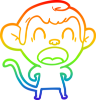 rainbow gradient line drawing shouting cartoon monkey png